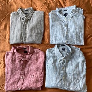 Lot of 4 J.Crew long sleeve button down shirts. Large Slim